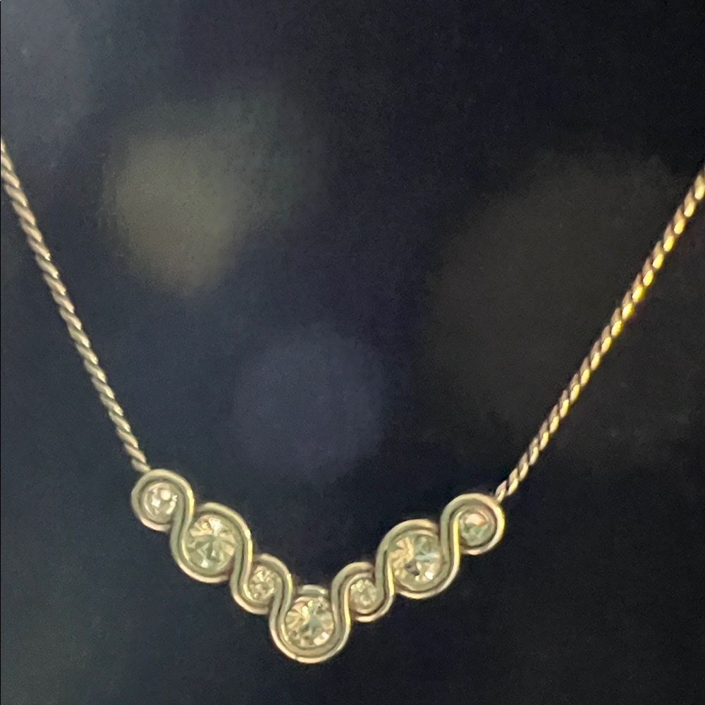 Brighton silver plated Infinity Necklace with White crystals/& earrings